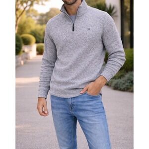 Chaps Mens XL Quarter Zip Sweater Heather Grey Marl Fleece Lined Pullover NWT